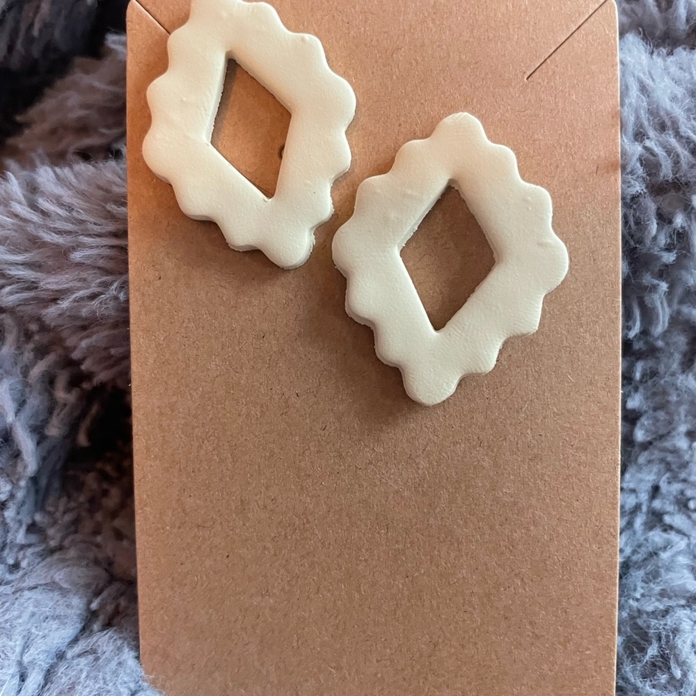 Cream Polymer Clay Earrings